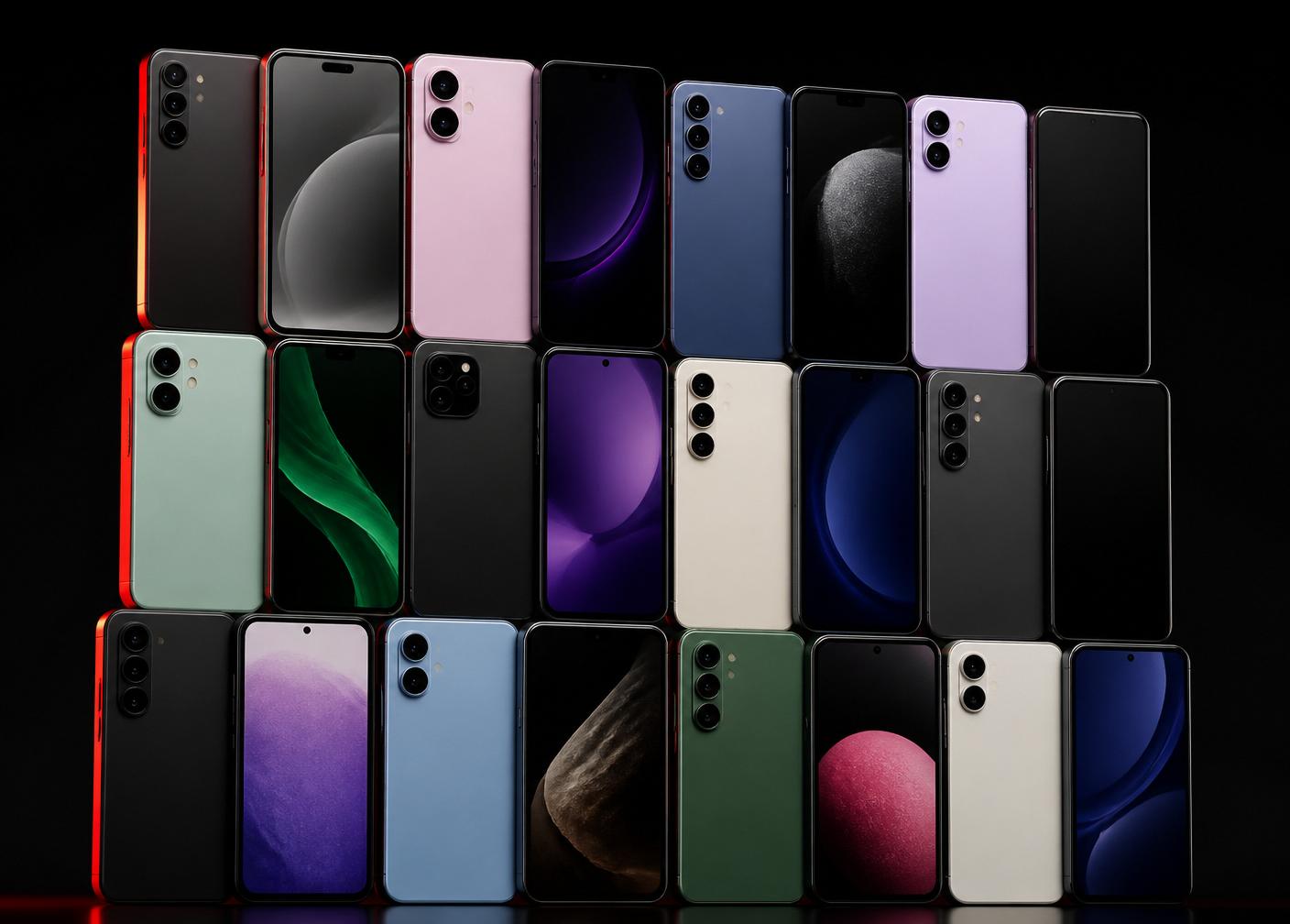 Wall of smartphones